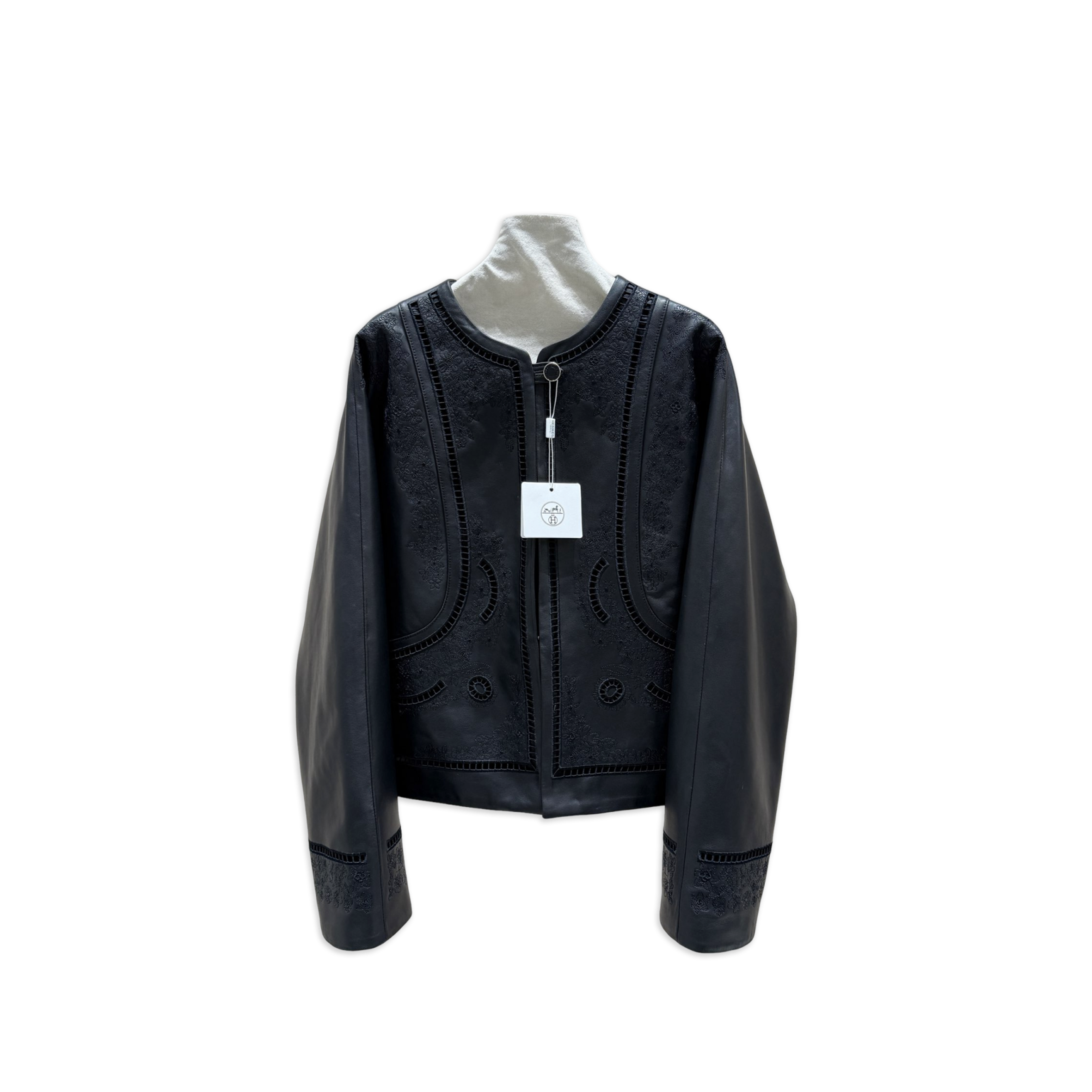 HERMES HOLLOWED-OUT LEATHER JACKET